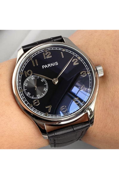 Choice5 black dial Retro Watch for Men Asia 6497 Hand Winding Movement Black ...