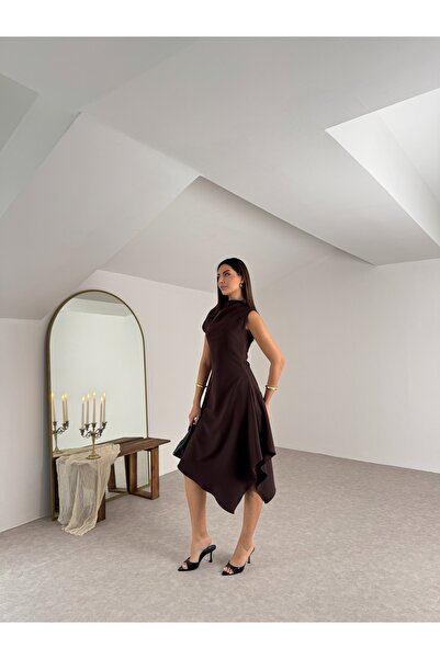 Nesil Φόρεμα - Καφέ - Ασύμμετρη