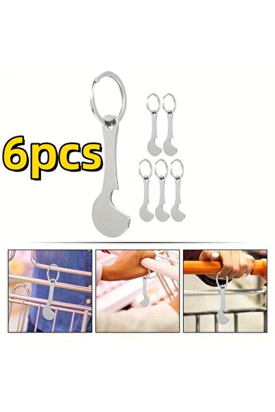 Choice KPQGWCDB-yinse6ge سلسلة مفاتيح على شكل رمز عربة تسوق مكونة من 6 قطع، س...