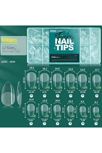 Choice4 أظافر صناعية XXS-Almond-600 من نايلبوب، 10/12 مقاسات، تغطية كاملة، لو...