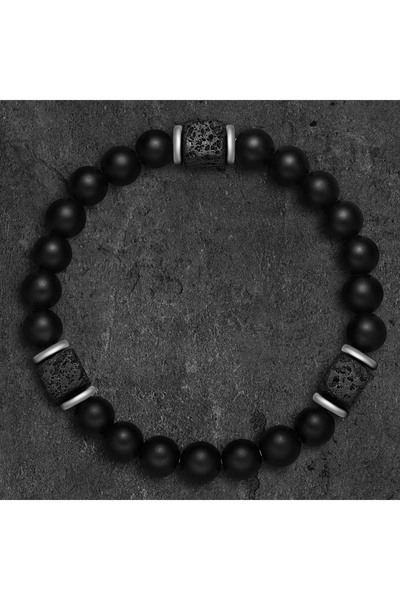 Choice1 black 18.5cm Black-Sliver 1pc New Magnetic Bracelets Men Nature Stone...