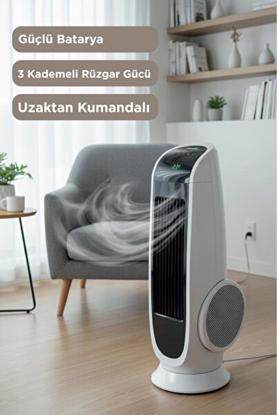 Torima Vantilatör Kule Tipi Uzaktan Kumandalı Dijital Göstergeli Elektrikli Fan TF001 Beyaz