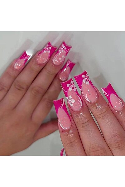 Choice Red 24PCS Rose Red Nail Press, Medium Size Square Pink Fake Nail Press...