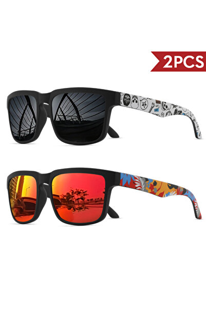 Choice8 2PCS-11 2PCS نظارات شمسية رياضية مربعة الشكل بنمط مصمم على الذراع - ح...