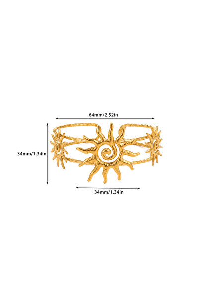 Choice 1 Elegant Spiral Hollow Sun Cuff Bracelet For Women Gold Color Stainle...