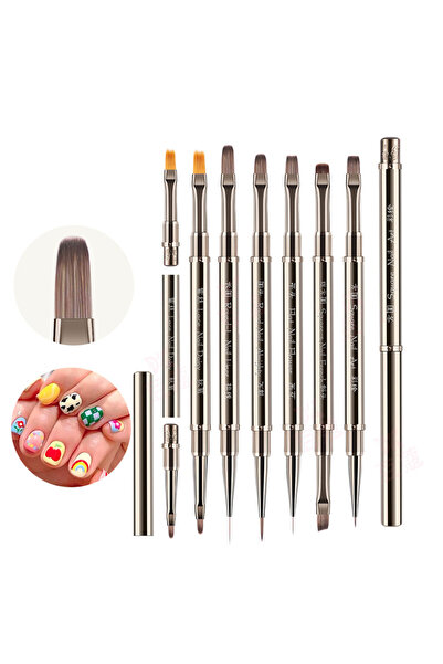Choice8 P-H0670(1-6) 1/6 قطعة فرشاة أظافر بمقبض معدني مزدوج الرأس، فرشاة تحدي...