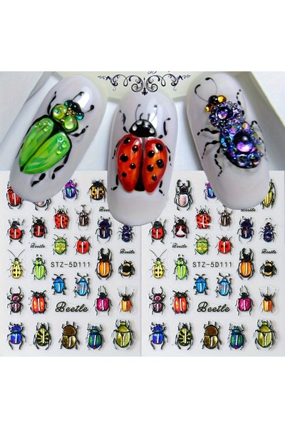 choice2 black 2PCS Summer flower animal relief nail stickers, easy to apply f...