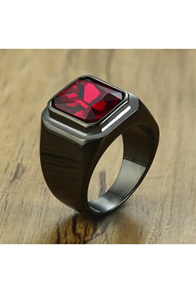 Choice7 11 black Vnox Big Stone Ring for Men Black Gold Color Stainless Steel...