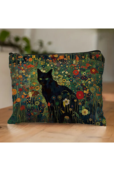Choice1 18x25cm Style1 Black Cat Floral Makeup Bag Large Capacity Halloween G...