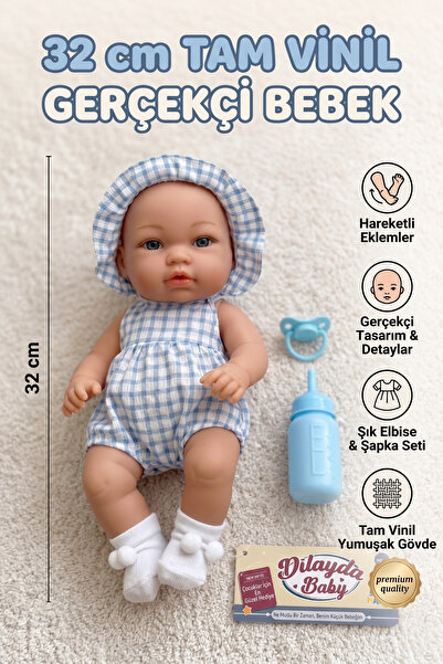 craftivio Dilayda Baby Gerçekçi Reborn Oyuncak Bebek 32cm Tam Vinil