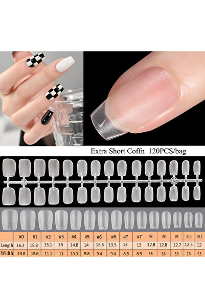Choice9 607-120pcs 120pcs/bag Matte Press On Nail Tips Soft Full Cover False ...