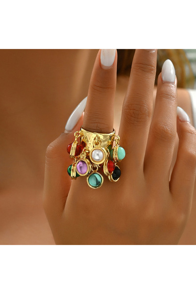 Choice1 Multicolor Unique Vintage Boho Trendy Colorful Crystal Fringe Open Ri...