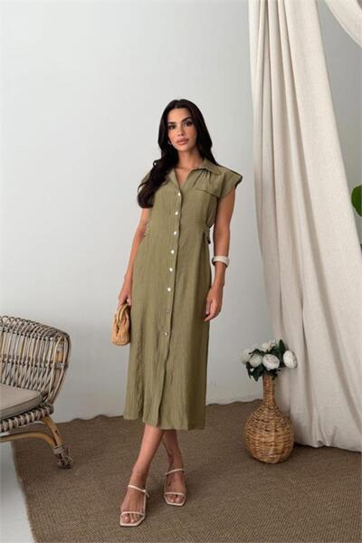 Neşeli Butik Φόρεμα - Πράσινο - Πουκάμισο φόρεμα