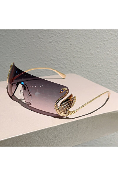 Choice4 golden grey pink KAMMPT Rimless Y2k Sunglasses Women Fashion Monobloc...