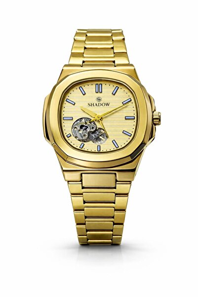 SHADOW Emperor Automatic Men’s Watch, Luxury Gold Stainless Steel Strap, Skel...