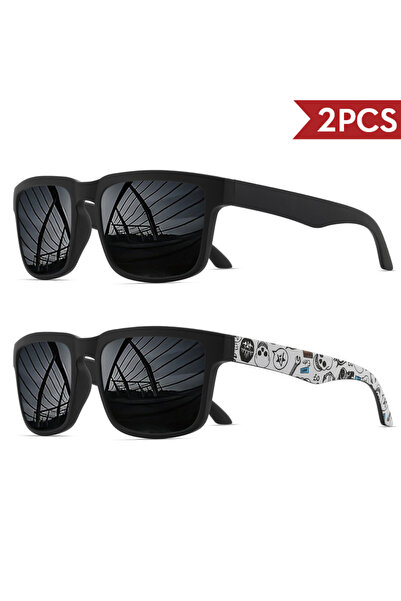 Choice9 2PCS-10 2PCS Square Sports Sunglasses with Designer Temple Pattern - ...