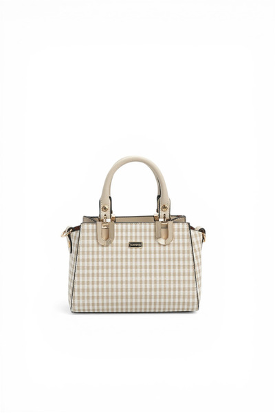 Silver Polo Silver & Polo Sp1281 Women's Handbag Plaid Line Square Sand Beige...
