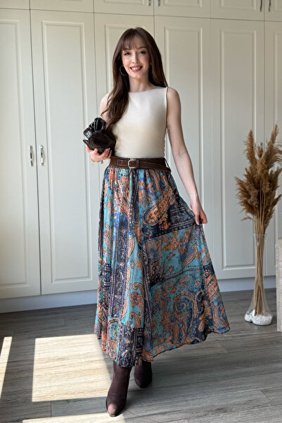 Dilay Gökoğlu Butik Φούστα μίντι με ζώνη και επένδυση