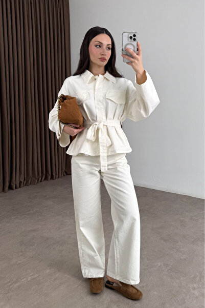 My Blog Ecru Tie-Dye Denim Jacket and Trousers Set