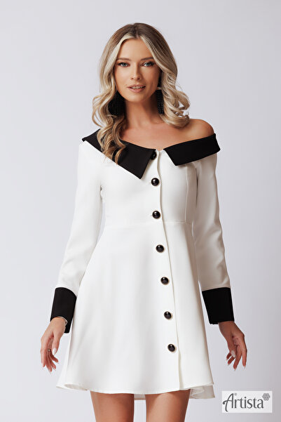 Artista Κομψό φόρεμα σε γραμμή Α με διακοσμητικά κουμπιά