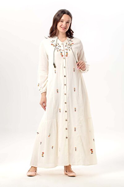 Eliş Şile Bezi Μακρυμάνικο, κεντημένο με φούντες, με κορδόνια, με γιακά, καλο...