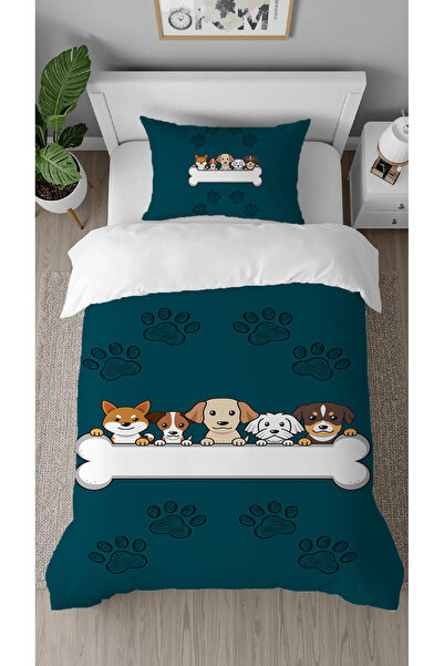 GREENDECOR Cute Dog Patterned Digital Printed Special Design Single Duvet Cov...