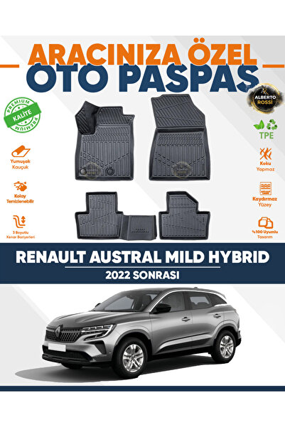 Alberto Rossi RENAULT AUSTRAL MİLD HYBRİT 2022+ 3D HAVUZLU PASPAS