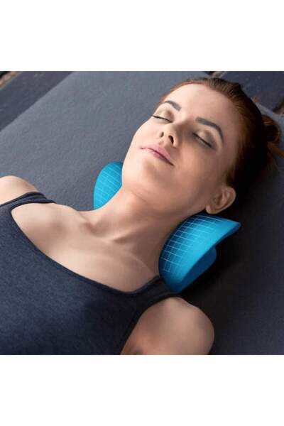 OEM Pernă de masaj cervicală, Dispozitiv pentru relaxarea gâtului și fizioterapie, cu design în formă de V și deschidere în formă de C, Albastru