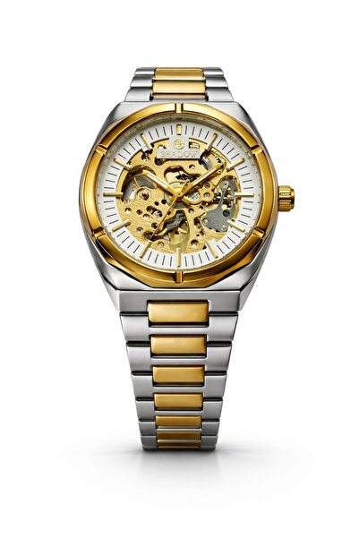 SHADOW Legacy Automatic Skeleton Watch for Men Stainless Steel Two-Tone Gold ...