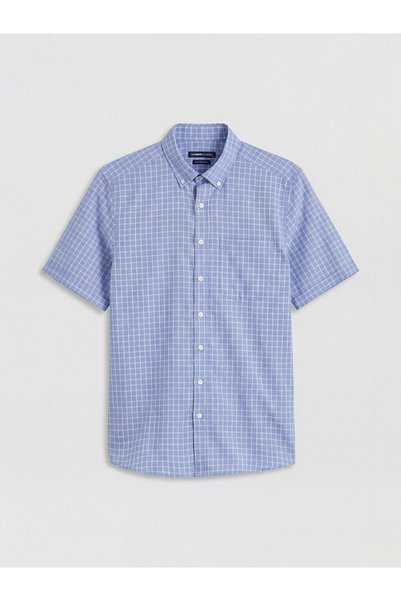 LC Waikiki Blue Regular Fit Plaid Men's Shirt by Güli̇s Gi̇yi̇m