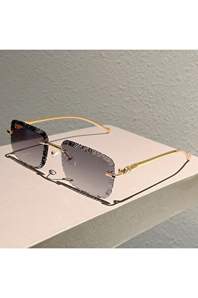 choice2 golden gradient grey KAMMPT Rimless Square Sunglasses Men Fashion Vin...