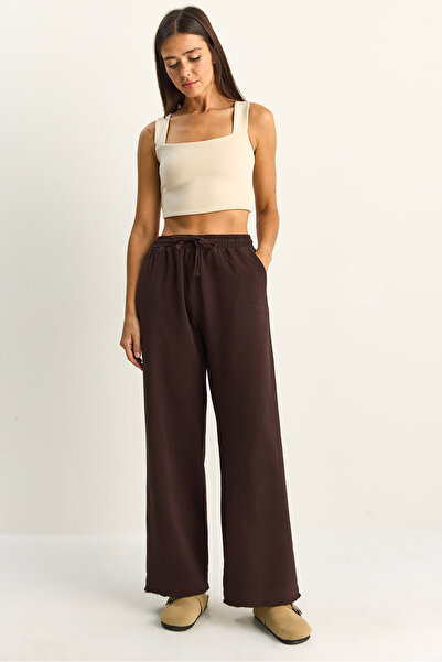 Bianco Lucci Παντελόνι - Καφέ - Ελαστική μέση