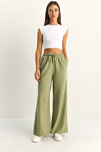 Bianco Lucci Παντελόνι - Πράσινο - Ελαστική μέση