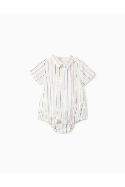 Ziddy Cotton Body-Shirt With Ethnic Stripes B&S For Newborn Boys, Multicolour