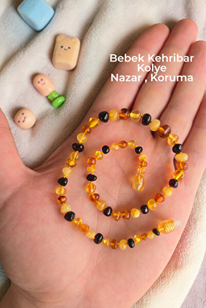 NBS Beautiful Naturel Stones Bebek Kehribar Düğümlü Kolye Nazar Koruma