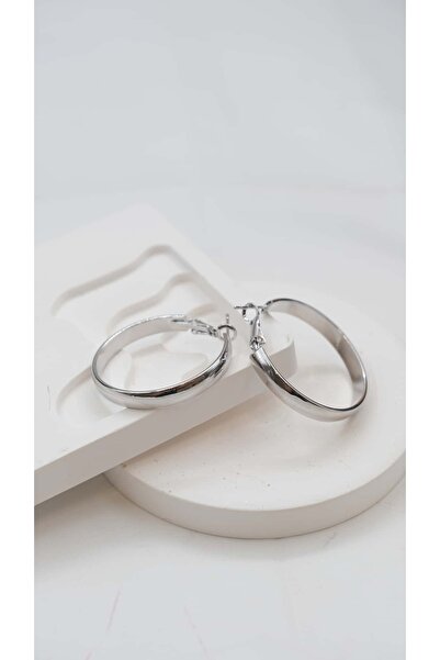 Jerie Silver Medium Size Thick Hoop Earrings