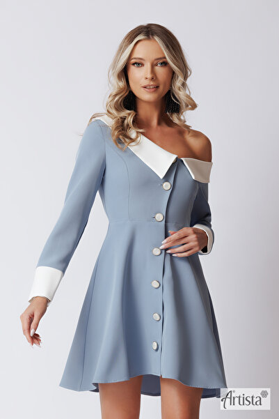 Artista Κομψό φόρεμα σε γραμμή Α με διακοσμητικά κουμπιά