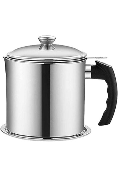 Arabest 1.3L Stainless Steel Oil Filter Container, Non-Stick Grease Strainer ...
