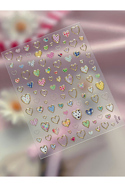Choice 1pcs Silver-embossed Heart-shaped Nail Stickers Valentine's Day Colorf...