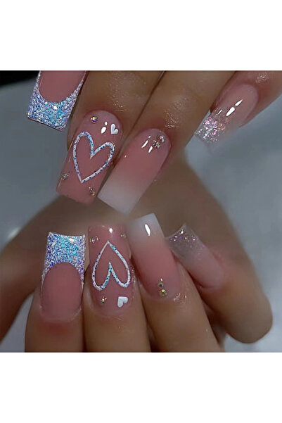 Choice 758 24 pieces of gentle nude long press-on nails (square shape), paire...