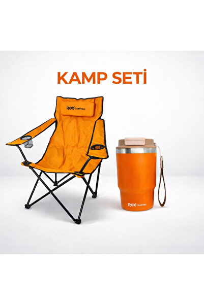 Rox DMR HOME Kamp Seti Kamp Sandalyesi + Termos Katlanabilir Bardaklıklı Outd...
