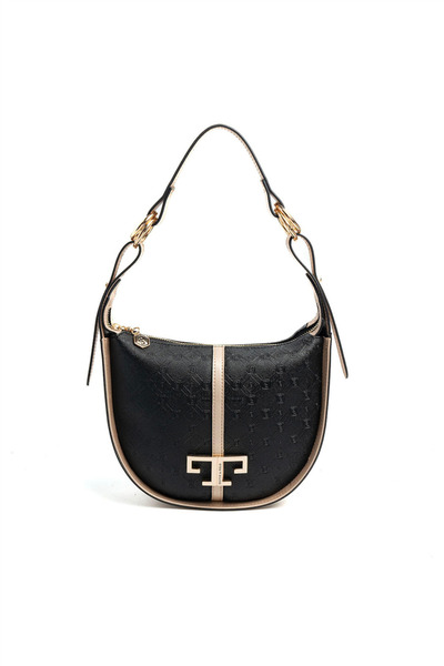Silver Polo Silver & Polo Sp1270 Women's Shoulder Bag with Logo Black-S.Nut
