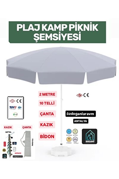dogant özdoğanlar avm Gri Plaj Deniz Kamp Şemsiyesi ve Taşıma Çantası ve Kazı...