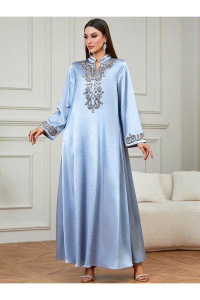 Take Two By Styli Light Blue Embroidered Jalabiya