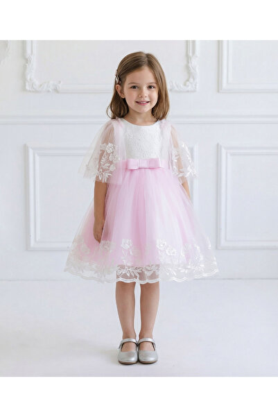 Mark & Mia Floral Embroidered Half Sleeves Dress - Pink