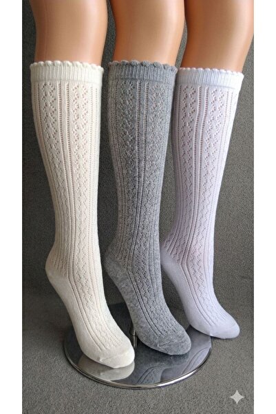 Parlakpul Women's Openwork Knee-Length Socks 3-Piece Set