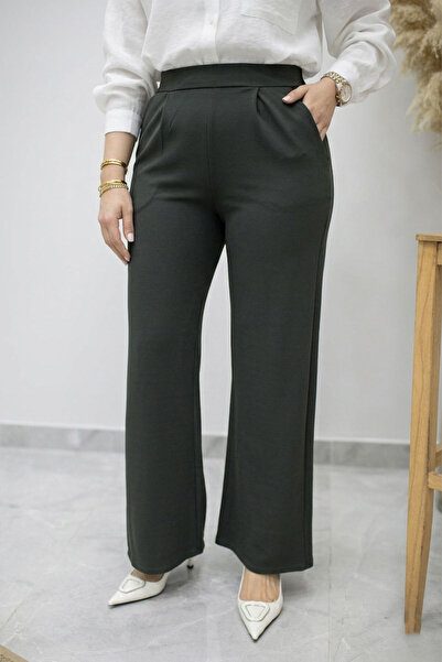 Tesettür Dünyası Elastic Waist Pocketed Palazzo Trousers Tsd260159 Anthracite