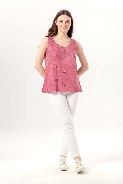 Eliş Şile Bezi Αμάνικη μπλούζα από ποπλίνα με σχέδιο μαργαρίτας Devin, σε χρώ...