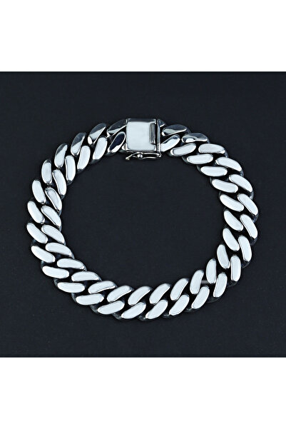 Mercan Silver 925 Ayar Gümüş Ağır Küban Erkek Bileklik
