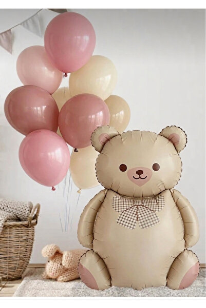 Öztürkpartievi 🎀   Cute Teddy Bear Balloon Set – 90 cm Bear + Pack of 10 Sof...